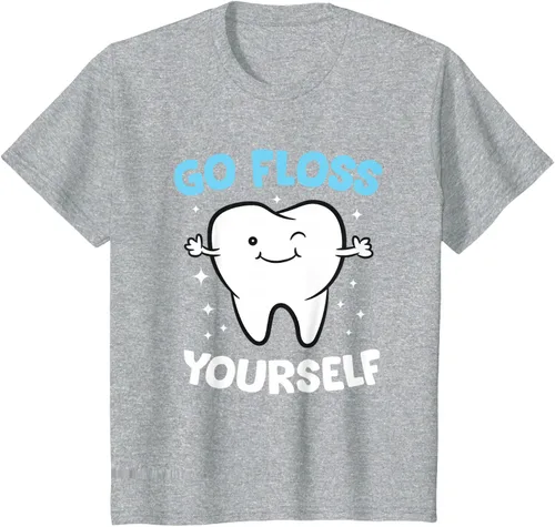 Vista 56 de Camiseta higienista dental, asistente dental, Go Floss Yourself dentista, Negro, S