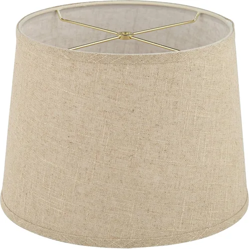 Vista 5 de Juego de 2 pantallas de lámpara de tambor de tapa dura (premontada), lino de arpillera mediana de 11 pulgadas superior x 13 pulgadas inferior x 9.5