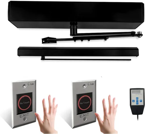 Vista 10 de Abridor de puerta giratoria automático negro Olide-120B con 2 botones de presión delgados con cable Olide-515