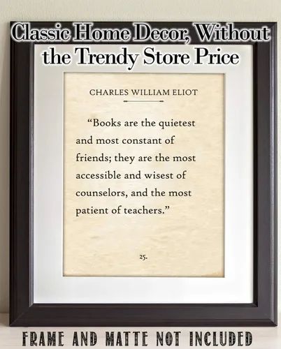 Vista 6 de Charles William Eliot - Póster motivacional de página de libro antiguo, arte inspirador para el hogar y la biblioteca, regalo para fanáticos