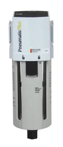 Vista 2 de PneumaticPlus PPF4-N04B Filtro de partículas de aire comprimido 1/2" NPT, 5 Micron, Cuenco de polietileno, drenaje manual, soporte Particulate