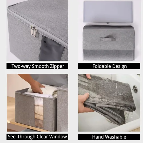 Vista 7 de Almacenamiento debajo de la cama con ventana transparente/tela resistente 600D, bolsas de almacenamiento debajo de la cama para ropa, ropa, manta