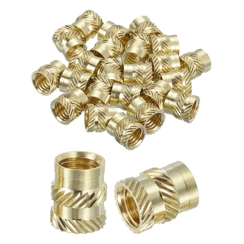 Vista 44 de uxcell Tuercas de inserción moleteadas, 100 piezas M1 x 1.5mm L x 2mm DE 3D Impresión de latón Tuercas de inserción roscadas hembras Insertos