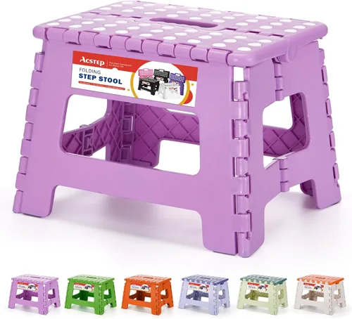 Vista 18 de ACSTEP Taburete plegable de 9 pulgadas, capacidad de 300 libras, taburetes plegables de plástico para niños y adultos, taburete plegable adecuado