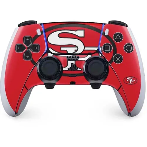Vista 10 de Skinit Decal Gaming Skin Compatible with PS5 DualSense Edge Pro Controller - Officially Licensed NFL San Franciso 49ers Black & White Design