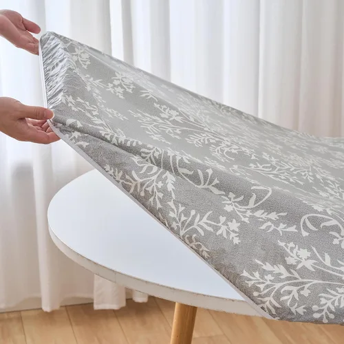 Vista 25 de LIBERECOO Mantel redondo de vinilo ajustable con reverso de franela, borde elástico, impermeable, resistente a las manchas, mantel lavable