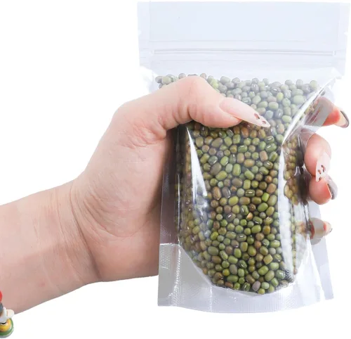 Vista 7 de 100 piezas de bolsas resellables, bolsas de pie transparentes de 3.9x5.9 pulgadas, bolsas de almacenamiento de alimentos con cierre de cremallera
