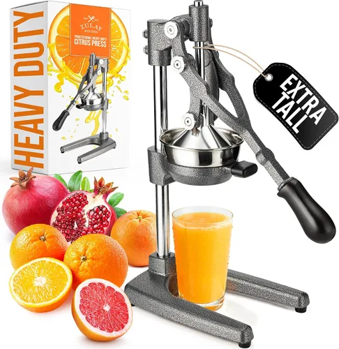 Vista 41 de Zulay Kitchen - Exprimidor de hierro fundido, exprimidor manual naranja, prensa de cítricos, color negro 01 - negro