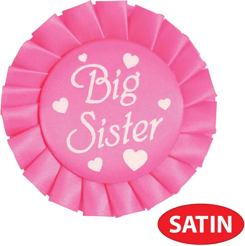 Vista 5 de Beistle Insignia de botón Big Sister Baby Shower, color cereza/blanco