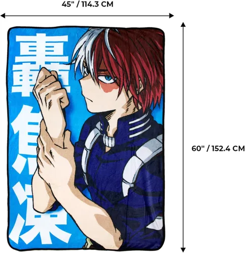 Vista 2 de JUST FUNKY My Hero Academia Shoto Todoroki Manta Tipo Throw de Forro Polar de 45 x 60 Pulgadas