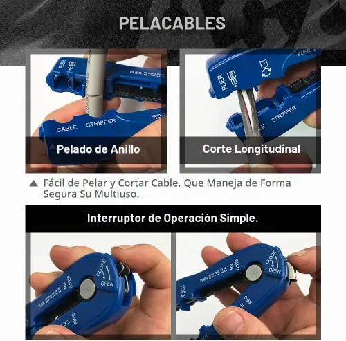 Vista 3 de ASA TOOLS CSB - Pelacables y cortador, herramienta de pelado de cables de alta resistencia múltiple para pelar cables, corte (cuchillas dobles)