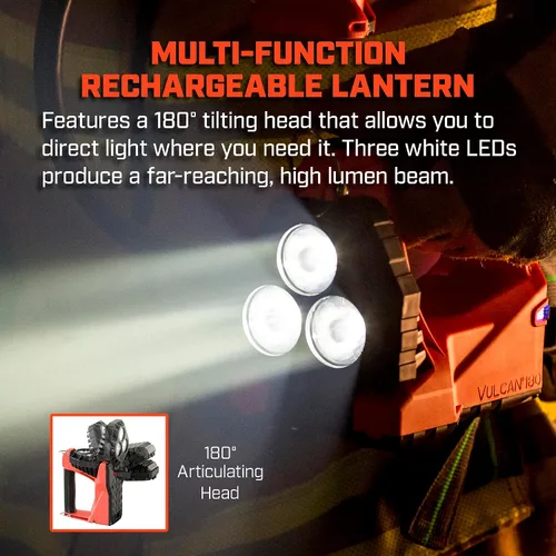 Vista 8 de Streamlight 44311 Vulcan 180 LED linterna recargable AC/DC cargador 1200 lúmenes, naranja - 1200 lúmenes