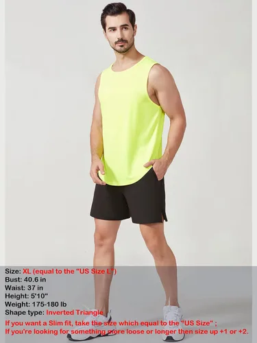Vista 3 de KizBruo Camiseta sin mangas para hombre, deportiva, gimnasio, atletismo, entrenamiento, secado rápido, ajustada, ajustada, elige una talla más grande