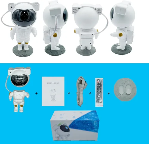 Vista 2 de Proyector astronauta de galaxia, proyector de estrellas de cielo nocturno de 360°, amigo espacial para decoración de habitación de bebé, control