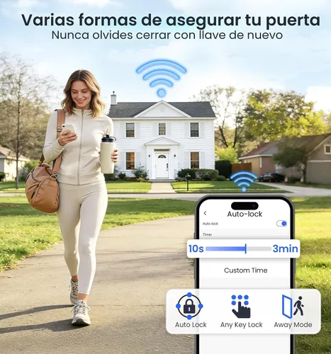 Vista 7 de Veise VE012W WiFi huella digital Smart Lock para puerta delantera, negro