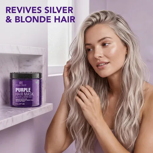Vista 3 de Botanic Hearth Mascarilla morada para el cabello, para cabello rubio, plateado y gris, sin sulfatos ni parabenos, 8 onzas líquidas