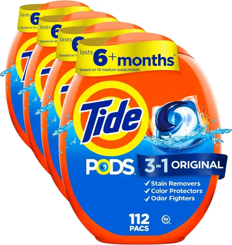 Vista 42 de Tide PODS cápsulas de detergente para lavandería, removedor de manchas 3 en 1, combatiente de olores, protector de color, 76 unidades, compatible