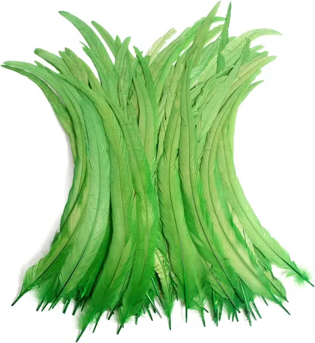 Vista 23 de THARAHT 50 Plumas de Cola de Gallo Naturales de 12-14 Pulgadas (30-35 cm) a Granel para Manualidades, Atadura de Moscas, Boda, Plumas para Fiestas