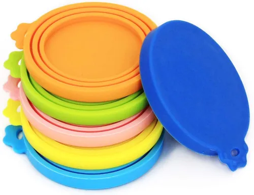 Vista 11 de Comtim Tapas de silicona para latas de comida para mascotas (tamaño universal, una para 3 latas de comida de tamaño estándar), azul y verde