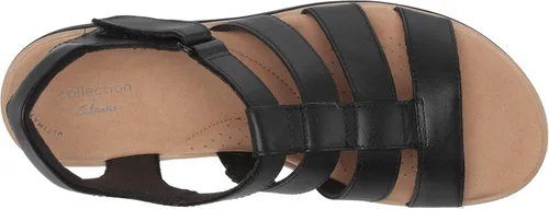 Vista 5 de Clarks Sandalias de cuña Gladiator para mujer, tamaño de plantilla AD, Cuero negro