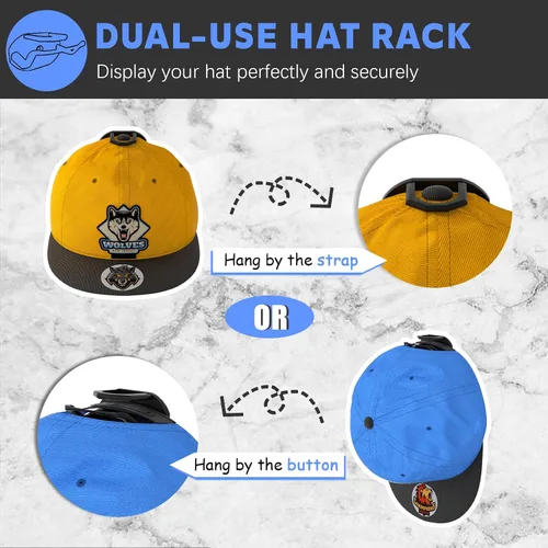 Vista 2 de Niunuerga Paquete de 16 Ganchos Adhesivos para Sombreros para Pared, Perchero Fuerte para Gorras de Béisbol, Organizador de Sombreros