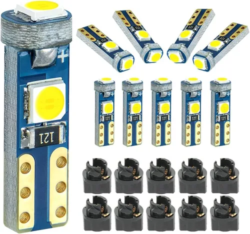 Vista 9 de T5 37 74 Bombilla LED con casquillo de bloqueo de giro PC74 PC37, panel de instrumentos, panel de luz de clúster, paquete de 10 Viene con enchufe