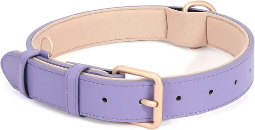 Vista 10 de WHIPPY Collar de cuero para perro pequeño y mediano, ajustable, suave, transpirable, de cuero, acolchado, con hebilla de aleación, resistente al
