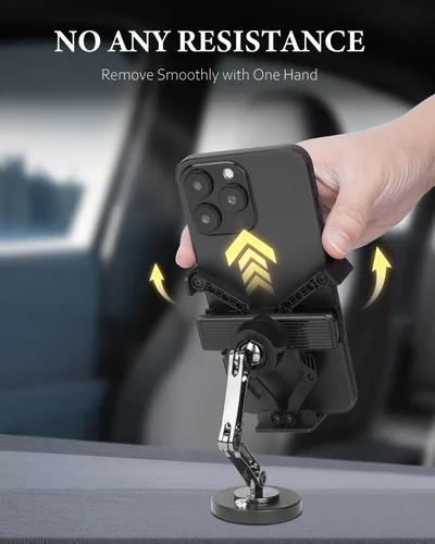 Vista 3 de Gravity Lock - Soporte de teléfono de doble brazo para automóvil con rotación de 360° y protección de silicona, soporte plegable universal