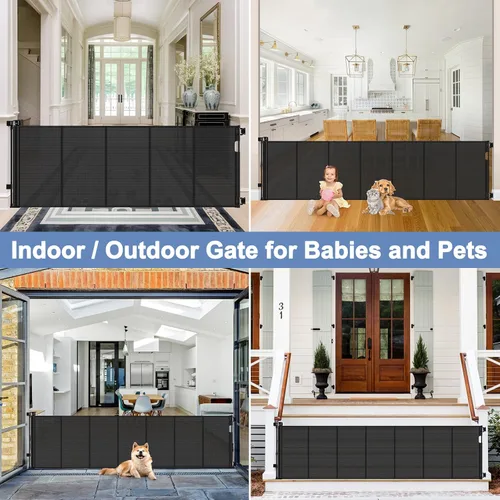 Vista 7 de Puertas retráctiles reforzadas extra largas de 120 pulgadas para marcos de puertas, puerta extra ancha para mascotas interior, puertas retráctiles