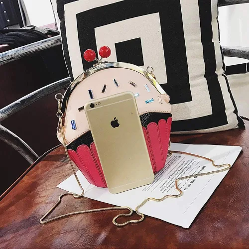 Vista 4 de QZUnique Bolso cruzado de la forma de la comida Bolso del cuerpo de la PU del bolso de la historieta del helado del bolso del bolso del bolso