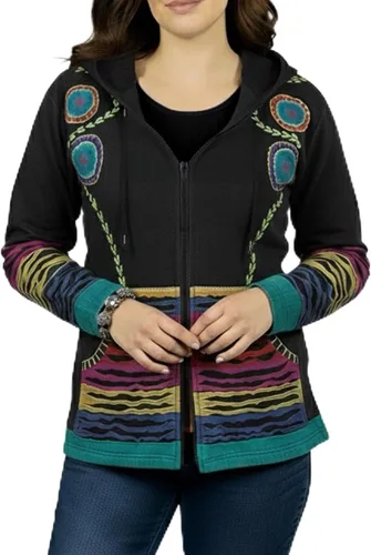 Vista 28 de Agan Traders Chaquetas bohemias con cremallera para mujer, con parches de teñido anudado, sudaderas ligeras con capucha para mujer 2025
