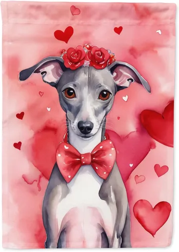 Vista 29 de Caroline's Treasures DAC5252GF Affenpinscher - Bandera de jardín con texto en inglés "My Valentine", bandera decorativa para patio exterior, patio
