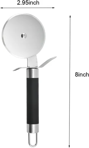 Vista 6 de Rueda de pizza clásica con hoja afilada, ideal para cortar costras, pasteles y más, equipada con protector de dedos integrado para un cortador