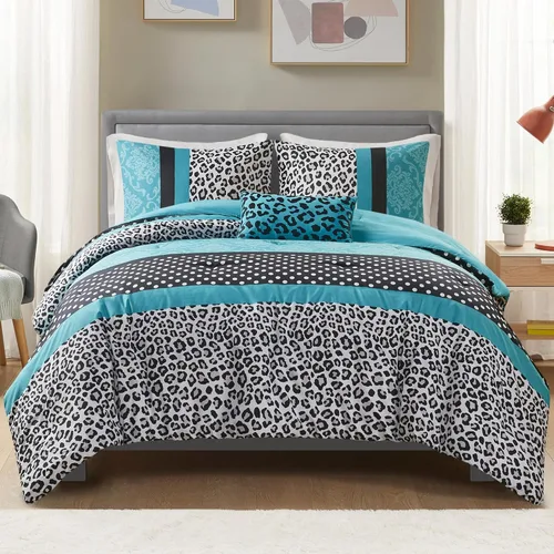 Vista 12 de Intelligent Design - Juego de edredón para dormitorio divertido - Ropa de cama moderna para todas las estaciones con estampado de lunares, capa