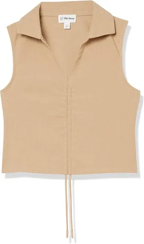 Vista 6 de The Drop Flora - Top corto ajustado con cuello fruncido para mujer