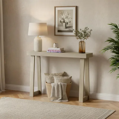 Vista 12 de Plank+Beam Mesa consola de madera maciza, 36 pulgadas, mesa de sofá, mesa de entrada estrecha para pasillo, detrás del sofá, sala de estar, Negro