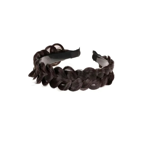 Vista 2 de Diadema trenzada de pelo sintético, aro de pelo clásico, grueso, ancho, trenzado, peluca de trenzas esponjosas, accesorio de belleza para mujeres