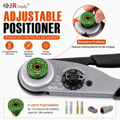 Vista 3 de JRready ST6361 Kit de conectores Deutsch, conector impermeable automotriz DTP de 2 y 4 vías, conectores macho hembra DTHD de 1 pin con herramienta
