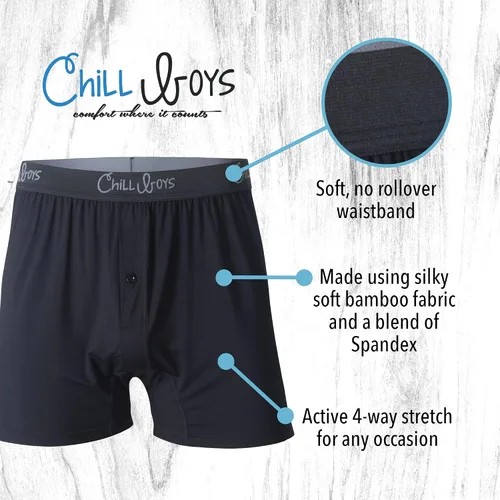 Vista 2 de Chill Boys Viscose from Bamboo Boxers for Men - Cool Comfortable, Soft Breathable Underwear - Boxer Shorts (1 Pack)