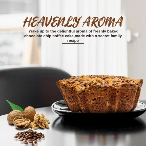 Vista 5 de Pastel de café tradicional con chispas de chocolate, mezcla perfecta de rico chocolate y pastel húmedo, deliciosa receta de pastel de café