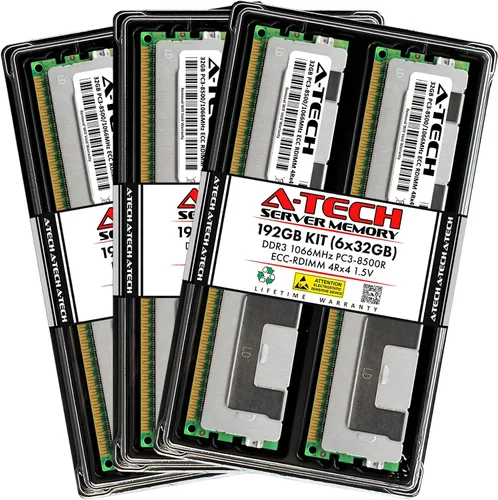 Vista 33 de A-Tech 4GB DDR3 1333MHz PC3-10600R ECC RDIMM 1Rx4 Rango único 1.5V Registrado DIMM 240-Pin Módulo de actualización de memoria RAM de servidor