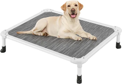 Vista 25 de Veehoo Cama elevada para perros a prueba de mordidas - Cuna elevada refrescante para mascotas - Marco de aluminio plateado y tela de malla