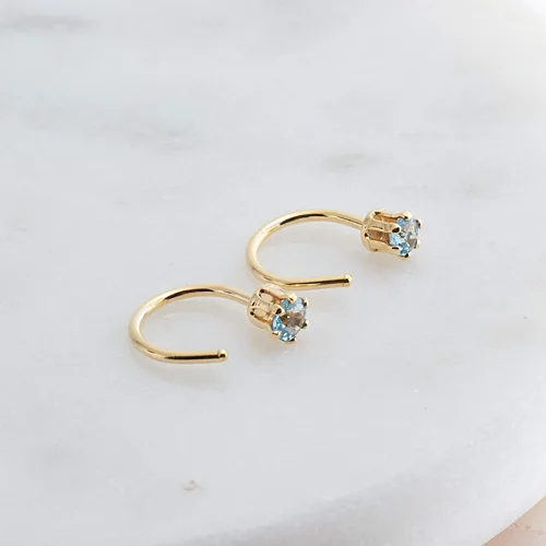 Vista 48 de Half Huggie Birthstone Gold Hoop Earrings for Women Tiny Cartilage Stud Piercing Earring Hypoallergenic Earring Screw Back Dainty Hug