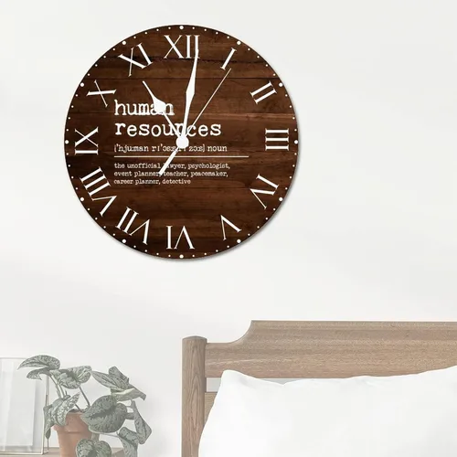 Vista 4 de ArogGeld Definición de recursos humanos, reloj de PVC, frases motivacionales, sin marco, números romanos, significado de 12 pulgadas, silencioso