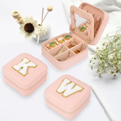 Vista 4 de ChezMax Joyero de viaje, organizador de joyas, caja de joyería pequeña, joyero personalizado, accesorios de viaje para mujeres y niñas, organizador