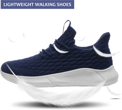Vista 4 de Slow Man Zapatos de correr para hombre, zapatos de caminar para hombre, de malla de punto, transpirables, zapatos deportivos sin cordones, cómodos