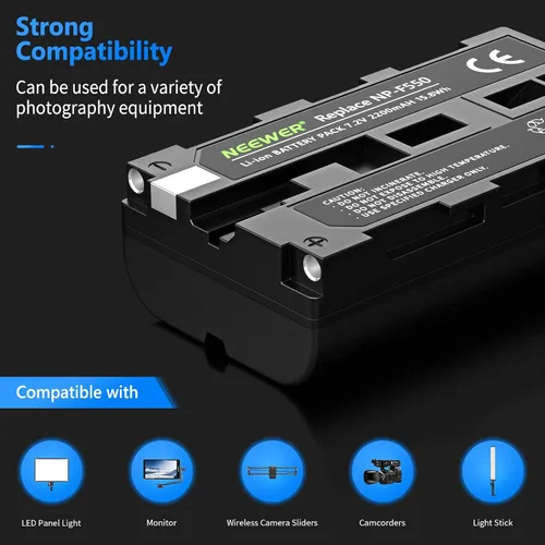 Vista 4 de Neewer Batería recargable de iones de litio de repuesto para Sony NP-F550/570 compatible con monitor de campo, luz LED Neewer CN-160 CN-126 CN-216
