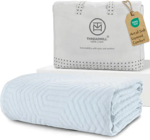 Vista 15 de Threadmill Mantas de Algodón de Lujo para Cama de Tamaño King Manta de Algodón 100% Acogedora para Todas las Estaciones Colcha Jacquard Aster