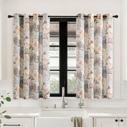 Vista 12 de Mysky Home - Cortinas florales de 90 pulgadas de largo, con filtro de luz, cortinas de dos hojas con pinzas y pliegues para sala de estar