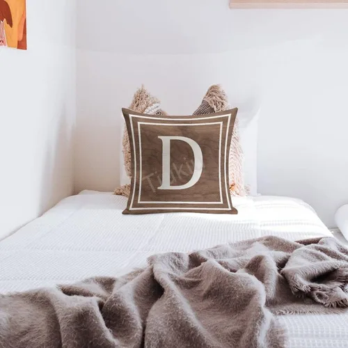 Vista 6 de Funda de almohada decorativa con diseño de letras blancas y monograma D, para sofá, dormitorio, automóvil, 16 x 16 pulgadas